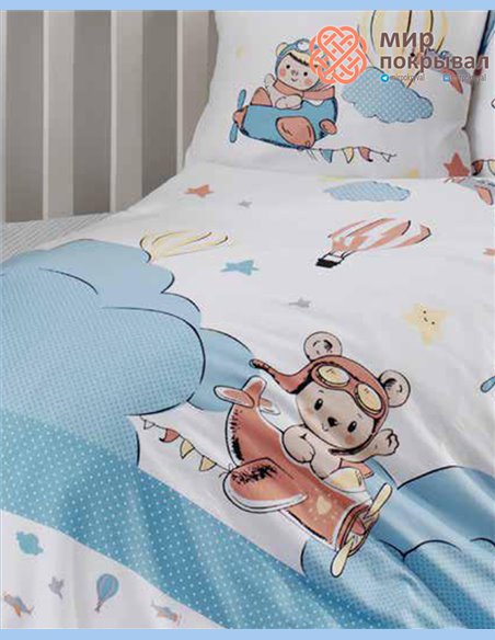 Сатиновое постельное First Choice Baby Balloon синий детский (B31)