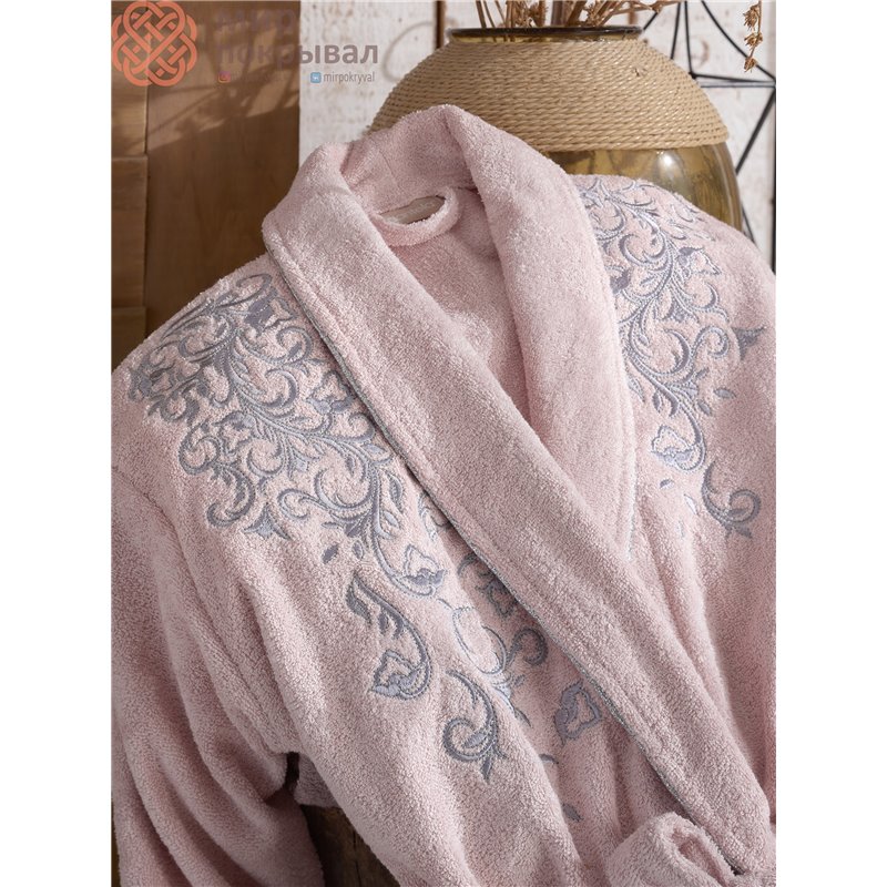 Anemon Pudra-Gri Bambu Bornoz Set