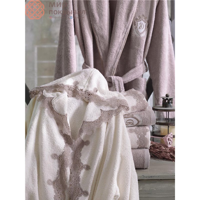 Almira Krem- Kiremit  Bambu Bornoz Set