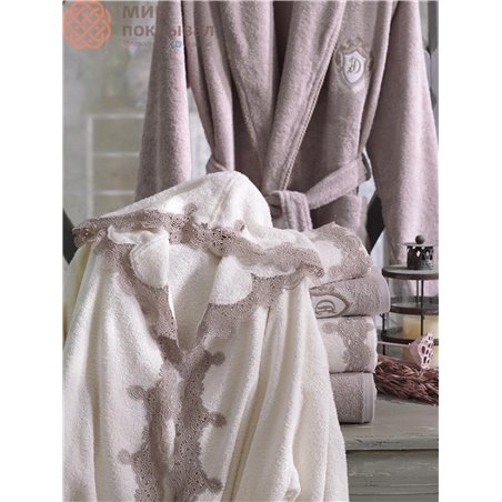 Almira Krem- Kiremit  Bambu Bornoz Set