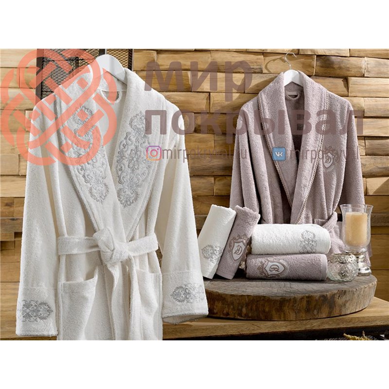 Merlin Krem-Kiremit Bambu Bornoz Set