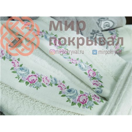 Lara Krem-Tas Bambu Bornoz Set