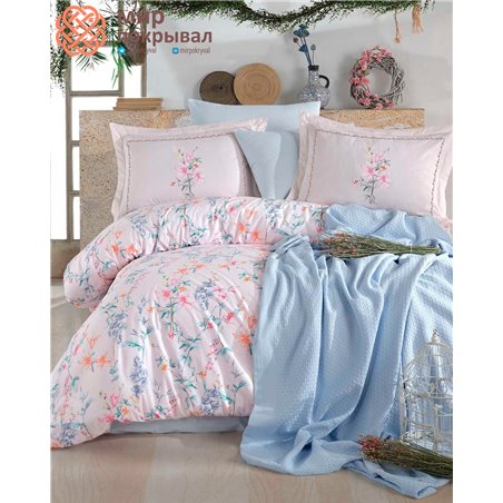 Jasmine Pique & Duvet Cover Set - Pink