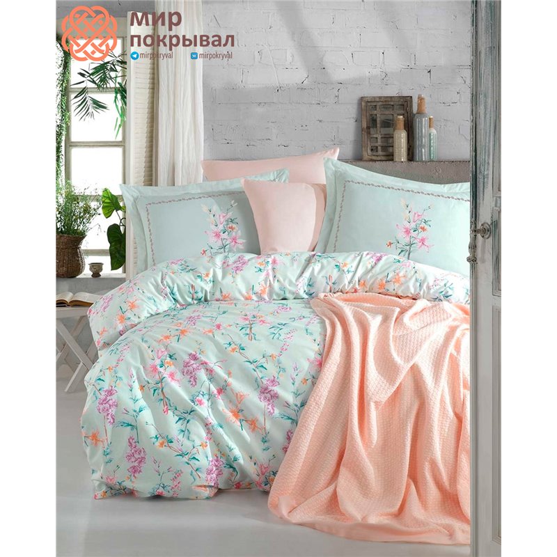 Jasmine Pique & Duvet Cover Set - Mint