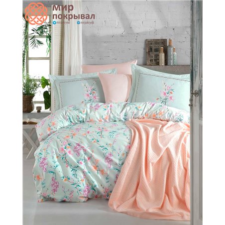 Jasmine Pique & Duvet Cover Set - Mint