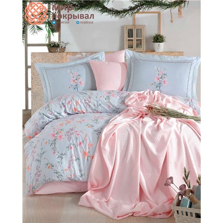 Jasmine Pique & Duvet Cover Set - Blue