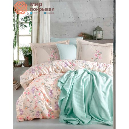 Jasmine Pique & Duvet Cover Set - Salmon