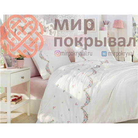Lara Krem постельное Dantela с вышивкой