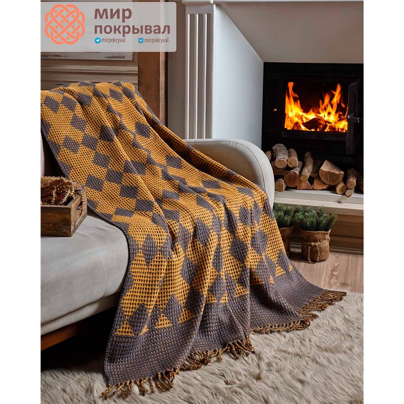 Mustard Casual Blanket Snowly ISTANBUL плед