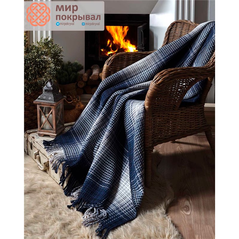 Navy Blue Casual Blanket Winter ISTANBUL плед