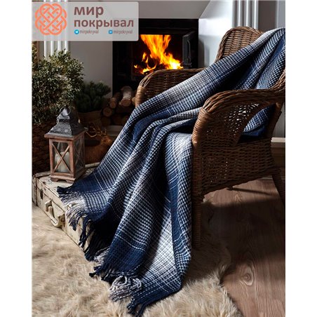 Navy Blue Casual Blanket Winter ISTANBUL плед
