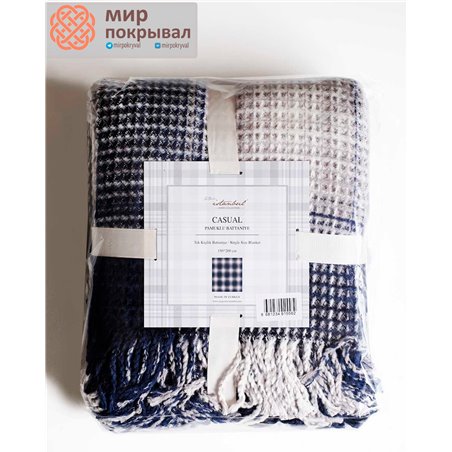 Navy Blue Casual Blanket Winter ISTANBUL плед