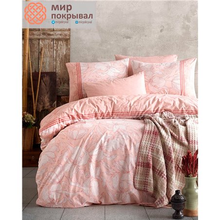 Ranforce Duvet Cover Set Leaf Salmon