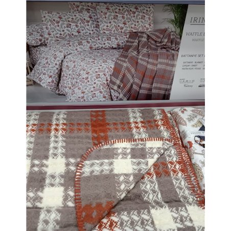 Waffle Battaniye Irina Home красный КПБ+покрывало