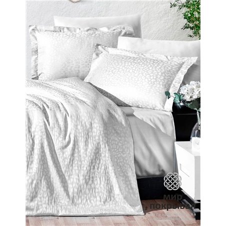 Сатиновое КПБ Жаккард Jacquard Saten ECOSSE JARARLI BEYAZ