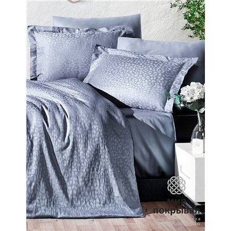 Сатиновое КПБ Жаккард Jacquard Saten ECOSSE JARARLI GRI