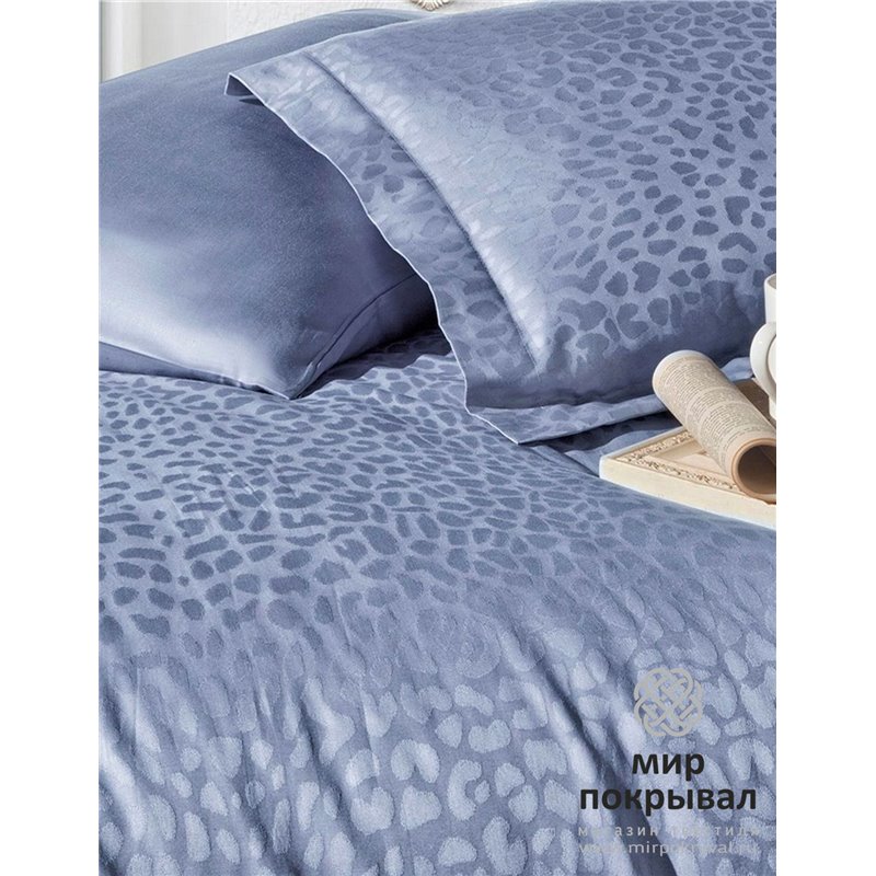 Сатиновое КПБ Жаккард Jacquard Saten ECOSSE JARARLI GRI