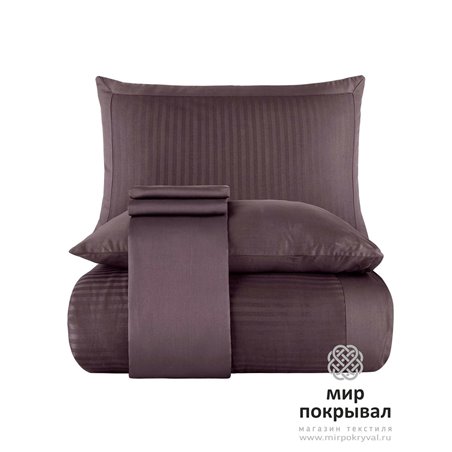 Сатиновое КПБ в Полоску Striped Saten ECOSSE CIZGILI KAHVE