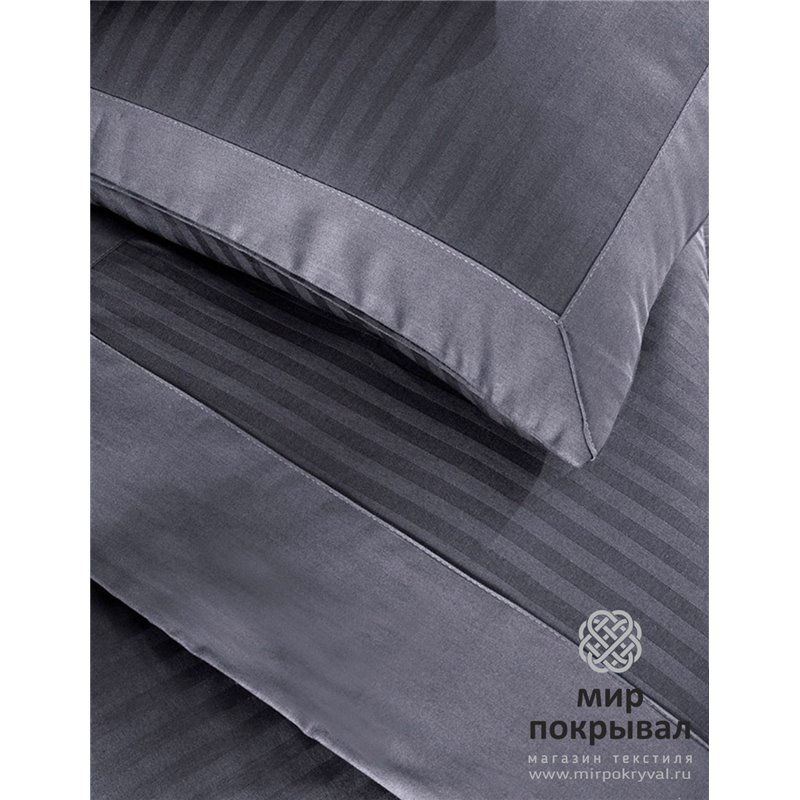 Сатиновое КПБ в Полоску Striped Saten ECOSSE CIZGILI GRI