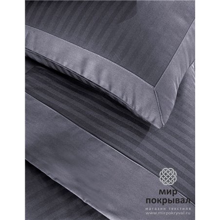 Сатиновое КПБ в Полоску Striped Saten ECOSSE CIZGILI GRI