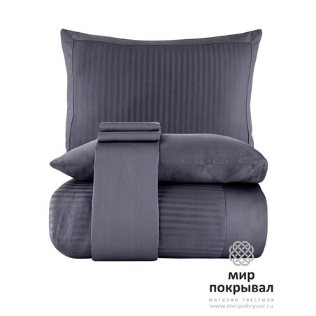 Сатиновое КПБ в Полоску Striped Saten ECOSSE CIZGILI GRI