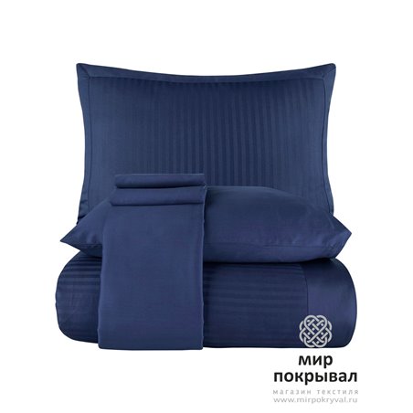 Сатиновое КПБ в Полоску Striped Saten ECOSSE CIZGILI LACIVERT