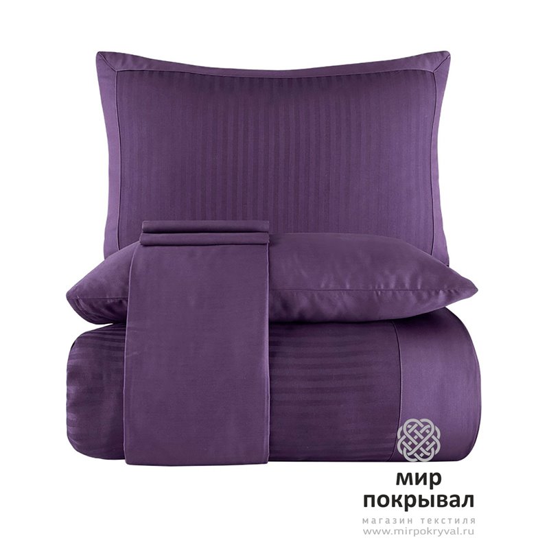 Сатиновое КПБ в Полоску Striped Saten ECOSSE CIZGILI MOR