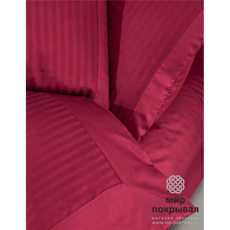 Сатиновое КПБ в Полоску Striped Saten ECOSSE CIZGILI BORDO