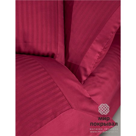 Сатиновое КПБ в Полоску Striped Saten ECOSSE CIZGILI BORDO