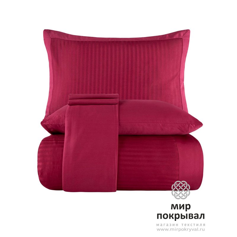 Сатиновое КПБ в Полоску Striped Saten ECOSSE CIZGILI BORDO