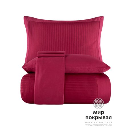 Сатиновое КПБ в Полоску Striped Saten ECOSSE CIZGILI BORDO
