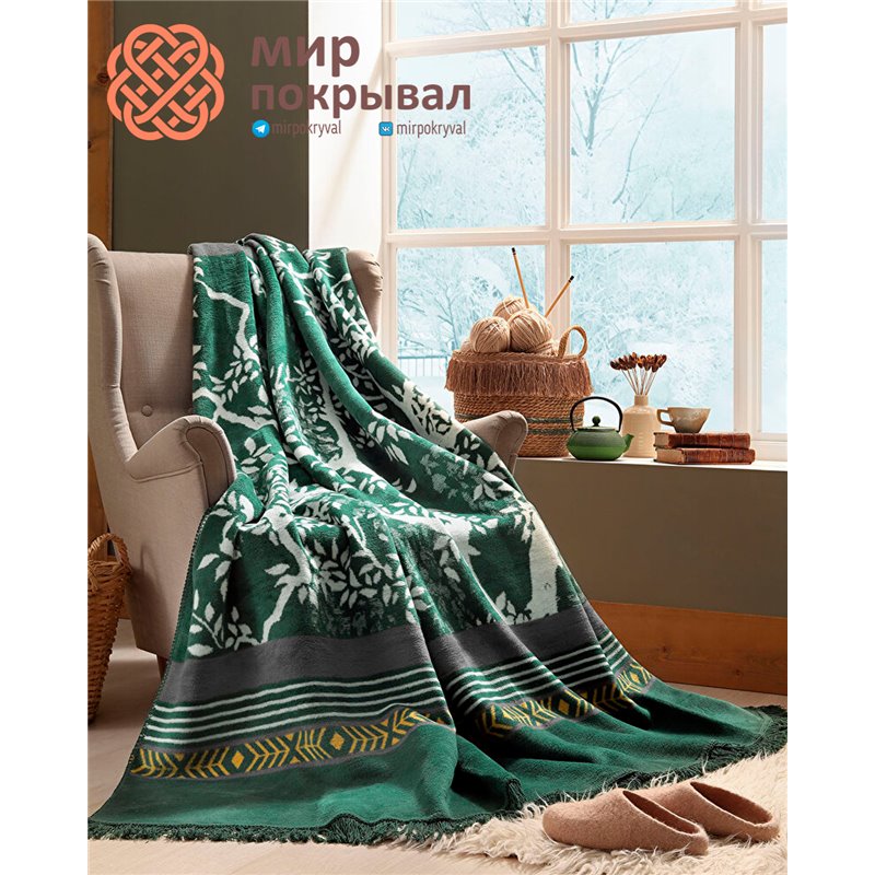 Olive Kisilik Pamuklu Battaniye зеленый