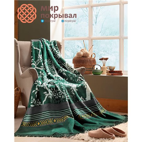 Olive Kisilik Pamuklu Battaniye зеленый