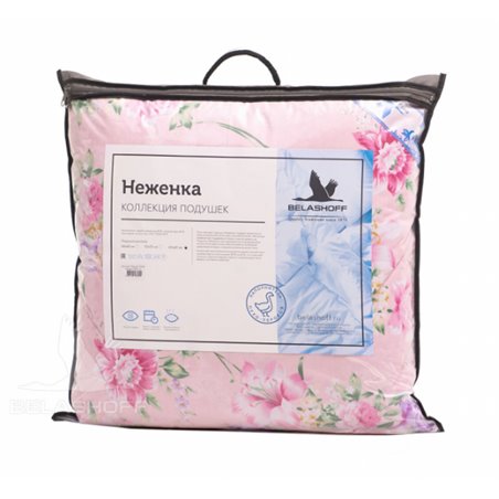 Подушка пуховая розовая 68x68 см BELASHOFF "Неженка"