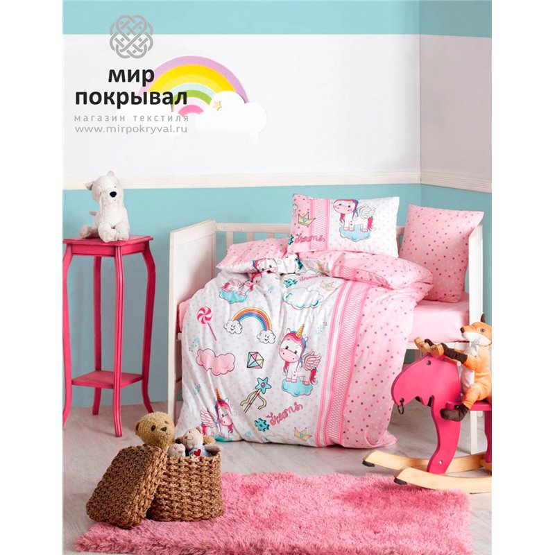 Unicorn Pembe Bebek Nevresim Takm