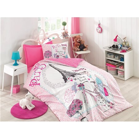 Junior Best Friend Tek Kiilik Nevresim Takm Pembe