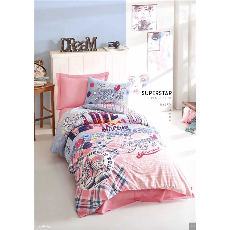 КПБ Cotton Box Girls&Boys SUPERSTAR pembe/pink