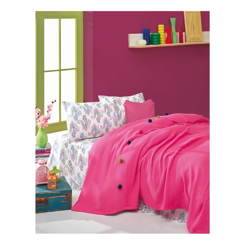 КПБ Cotton Box Ponponlu Tek Kiilik Pike Seti Fancy Fuya