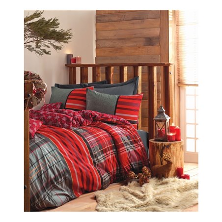 КПБ Cotton Box Masculine Ranforce Tek Kiilik Takm Santa Gri
