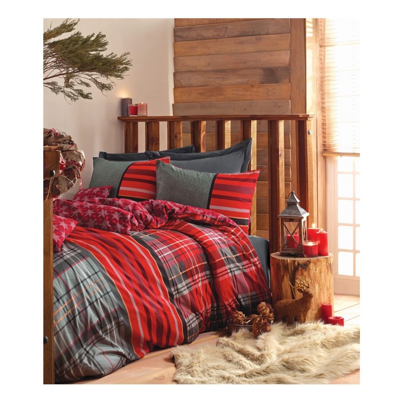 КПБ Cotton Box Masculine Ranforce Tek Kiilik Takm Santa Gri