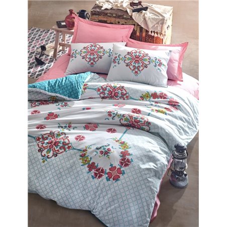 КПБ Cotton Box Alaturca Ranforce Tek Kiilik Nevresim Takm Glehre Pembe