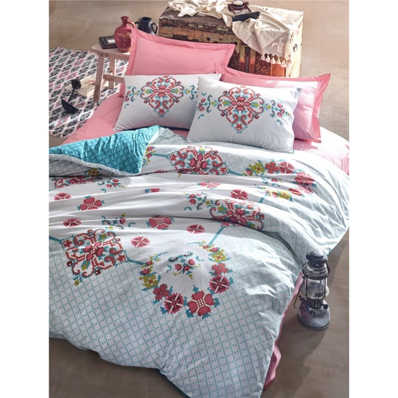КПБ Cotton Box Alaturca Ranforce Tek Kiilik Nevresim Takm Glehre Pembe