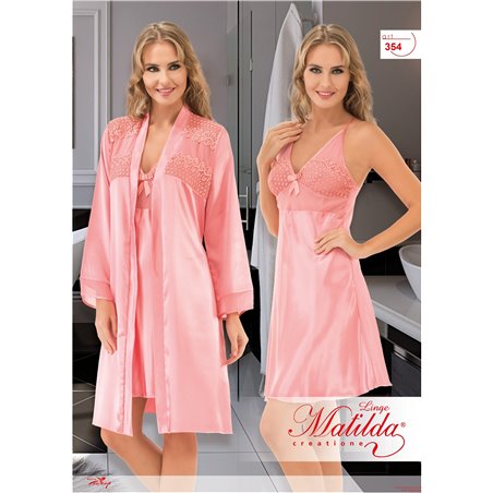 Комплект Matilda Linge Saten Gupurlu ikili Takimlar 354 (сорочка, халат)
